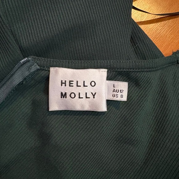 Hello Molly Green Kind of Voodoo Dress Mini Green Long Sleeve Sweetheart Large - Picture 4 of 7